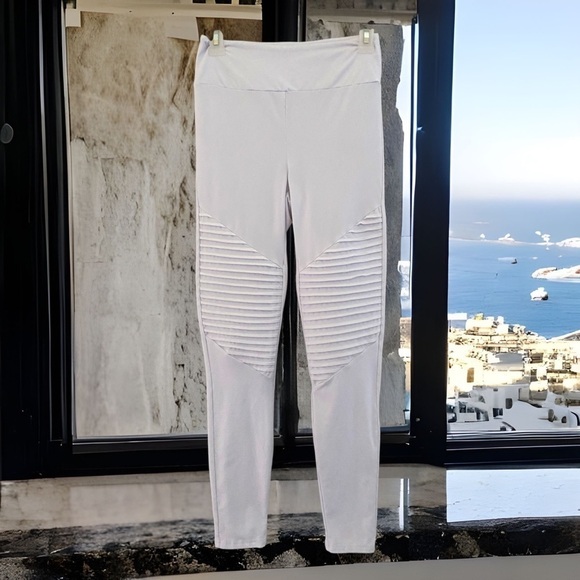 Pants - White Moto Leggings
